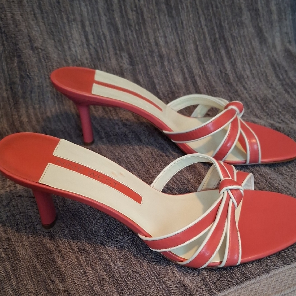 Nine‎ West Red and Cream Strappy Heels